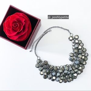Gunmetal chunky bubble bib layered fashion jewelry choker necklace